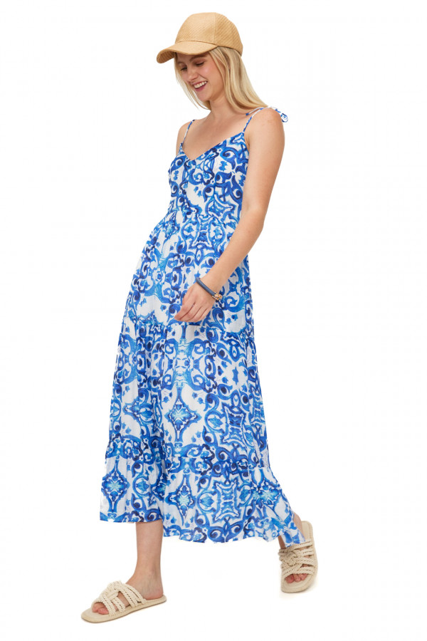 Rochie Mdm pentru Femei Long Printed Dress With Thin Straps 67543640_412