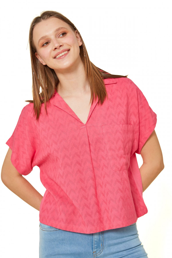 Tricou Mdm pentru Femei Lapel Shirt Combining Dobby And T-Shirt 66146863_125