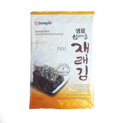 Jaerae Gim Roasted Seaweed with sesame oil 20g (5 x 4g)