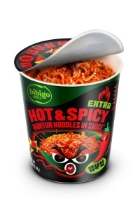 Bibigo Instant Stir-fried Ramyun Cup Extra Spicy Kimchi Sauce 98g - Img 2
