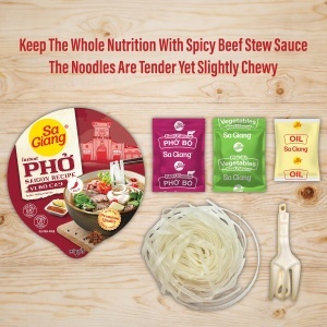 SaGiang Instant Pho with Spicy Beef Flavor 50g - Img 3