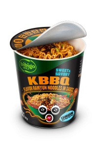 Bibigo Instant Stir-Fried Ramyun Cup K-BBQ Flavour 98g - Img 2