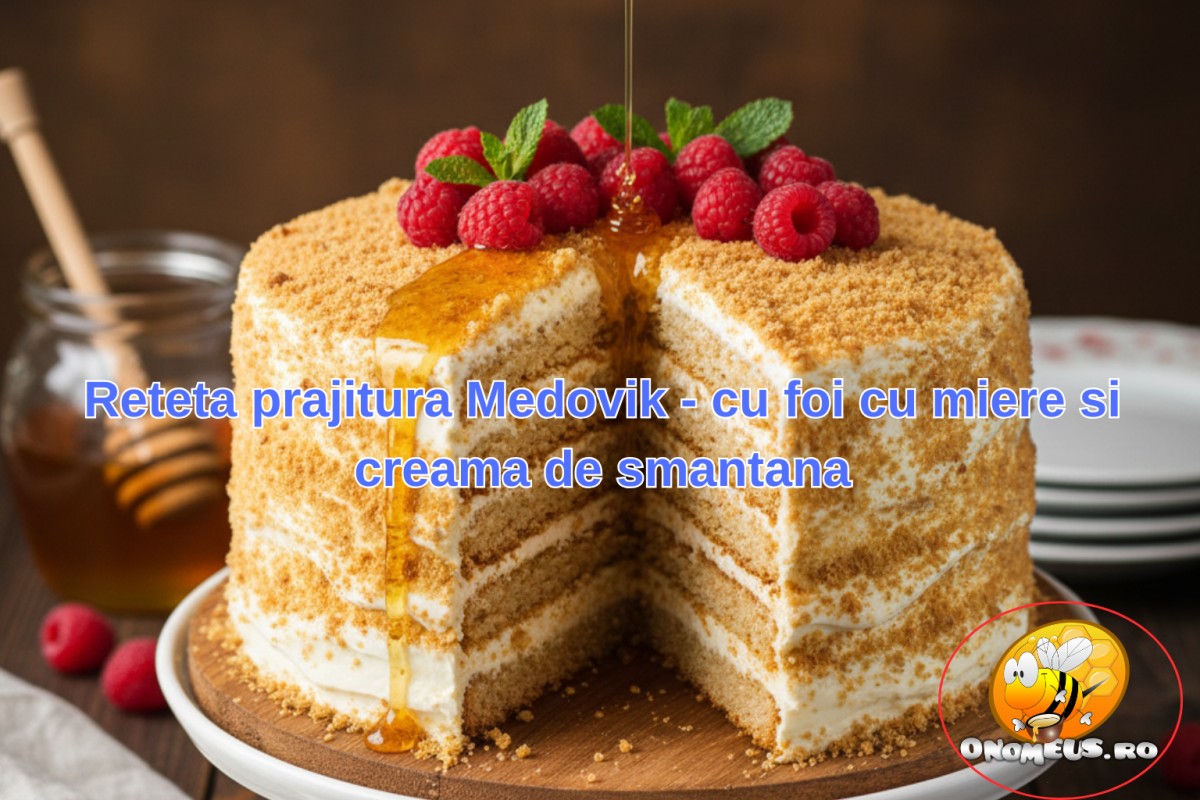 Reteta prajitura Medovik - cu foi cu miere si crema de smantana