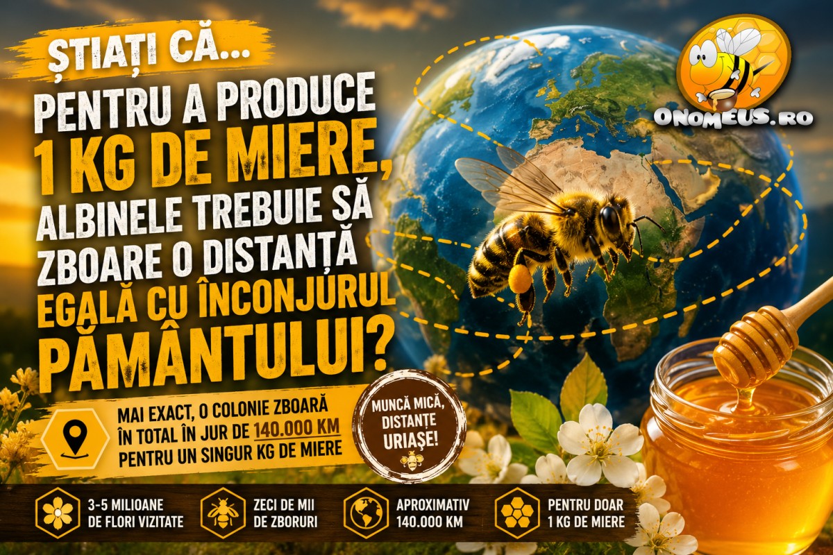 Stiati Ca… Pentru a produce 1 Kg de Miere, Albinele trebuie sa zboare o distanta egala cu inconjurul Pamantului?