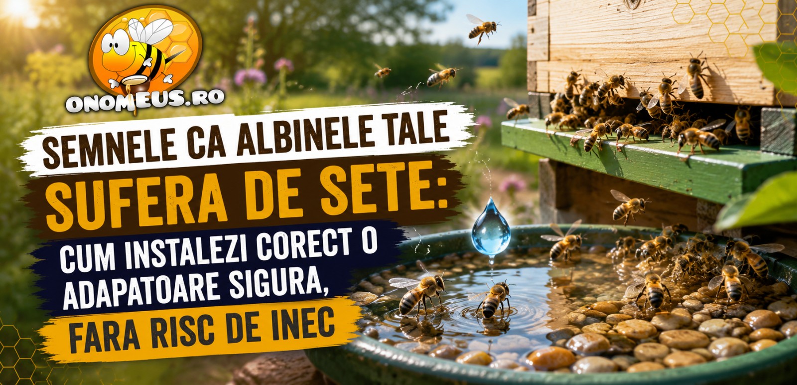 Semnele ca albinele tale sufera de sete: Cum instalezi corect o adapatoare sigura, fara risc de inec