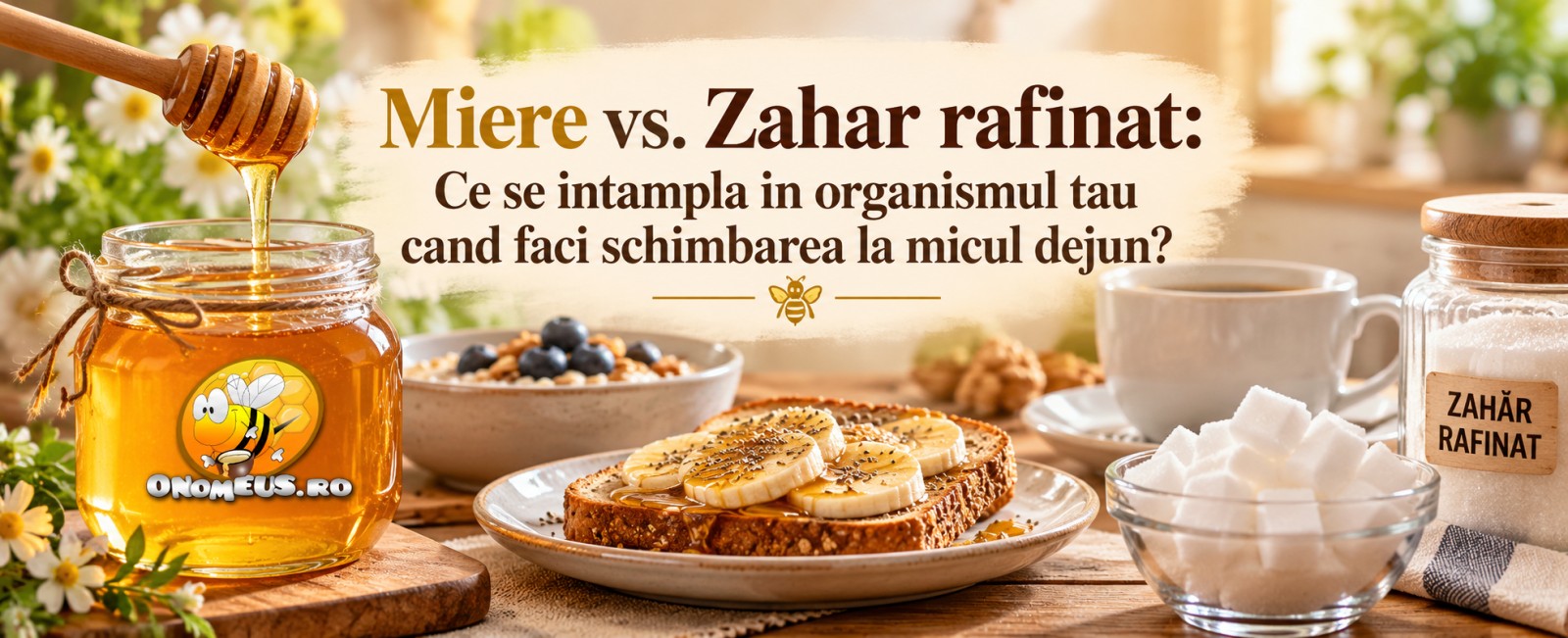 Miere vs. Zahăr rafinat: Ce se întâmplă în organismul tău când faci schimbarea la micul dejun
