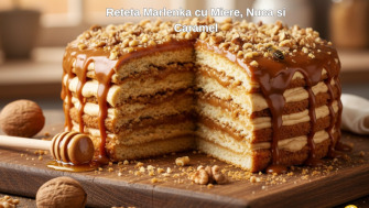 Reteta Marlenka cu Miere, Nuca si Caramel