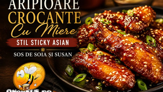 Aripioare Crocante Cu Miere Stil Sticky Asian, Sos De Soia Si Susan