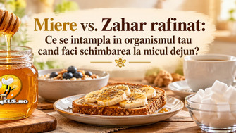 Miere vs. Zahăr rafinat: Ce se întâmplă în organismul tău când faci schimbarea la micul dejun