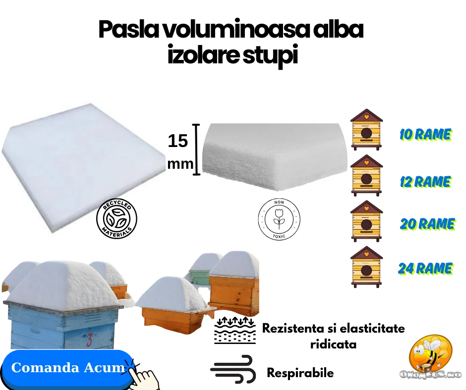 Pasla voluminoasa alba izolare stupi 12 rame - 490x490mm - 15mm grosime - onomeus.ro