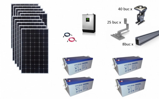 Kit Off-grid fotovoltaic solar cu panouri de 3kwp cu prindere tigla - Poweracu
