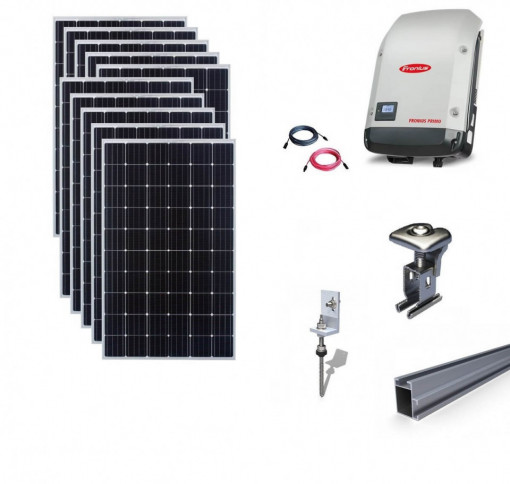 Kit On-Grid fotovoltaic solar cu panouri de 3kwp cu prindere pe tigla - Fronius