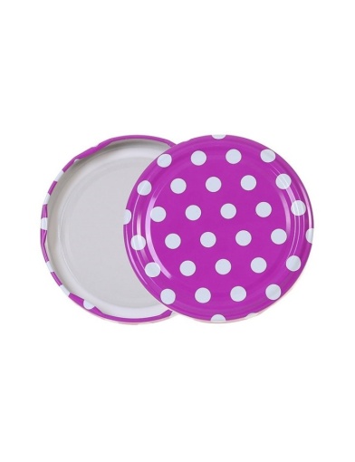 Capac Borcan 720 ml Decorativ Mov cu Buline Albe – Diametru 82 mm