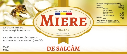 Eticheta borcan miere Salcam Nectar direct din stup 115mm x 50mm