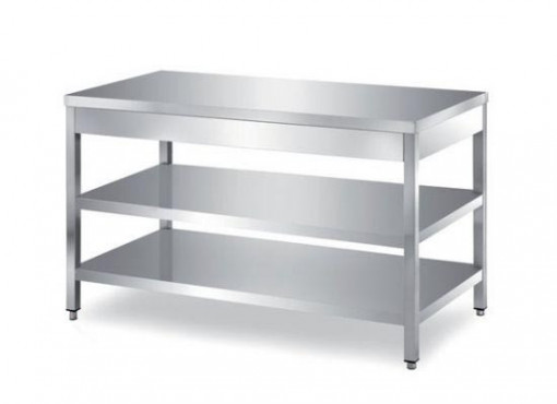 Masa de inox pentru dozatoare miere cu doua polite inferioare 800x700x850 mm