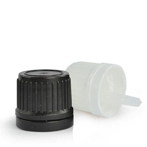 Picurator si capac negru pentru sticlele de propolis sau ulei esential