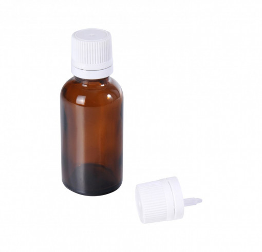 Sticla tinctura propolis sau ulei esential 10 ml - cu picurator si capac alb