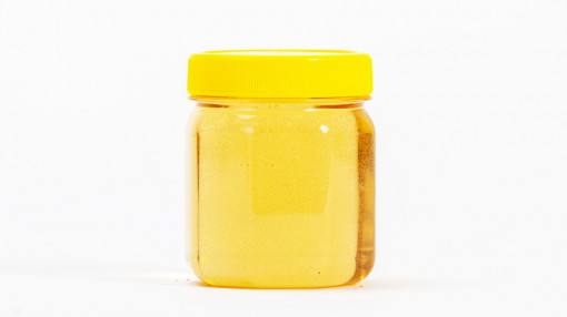 Borcan hexagonal pentru miere PET - 250gr