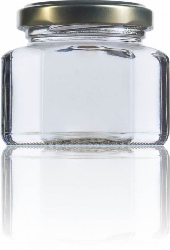 Borcan pentru marturii cu miere sau pentru laptisor de matca 106ml - Hexagonal
