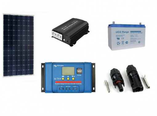 Kit fotovoltaic solar Off-Grid cu panou de 115w cu invertor 600w