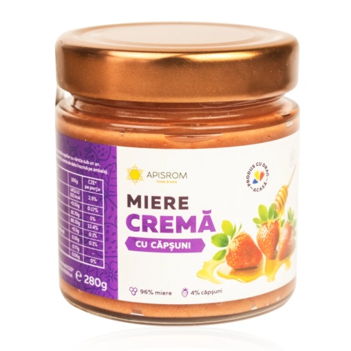 Miere Crema cu Capsuni - Apisrom 280g