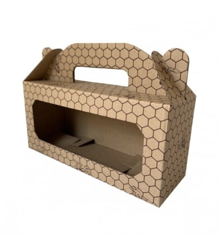 Ambalaj Decorativ „Honey” pentru 3 Borcane – Model Fagure (205x70x90 mm)