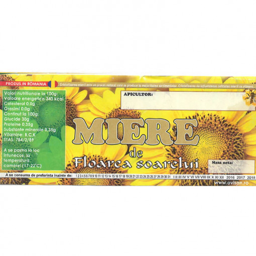 Eticheta borcan miere de Floarea Soarelui 120mm x 50mm