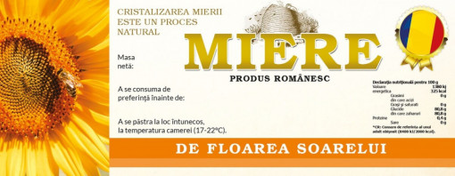Eticheta borcan miere de Floarea Soarelui 154mm x 60mm