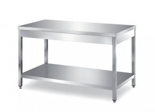Masa de inox cu polita inferioara si picioare rectangulare 1400x700x850