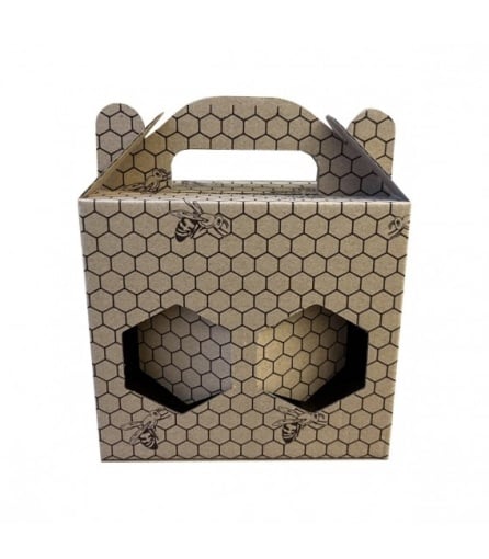 Ambalaj Decorativ „Honey” pentru 2 Borcane – Model Fagure (150x73x125 mm)