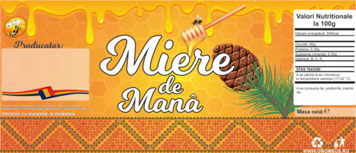 Eticheta autocolanta miere de Mana 120mm x 52mm