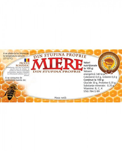 Eticheta miere din stupina proprie 115mm x 50 mm