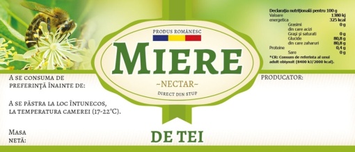 Eticheta miere Tei Nectar direct din stup 115 mm x 50 mm
