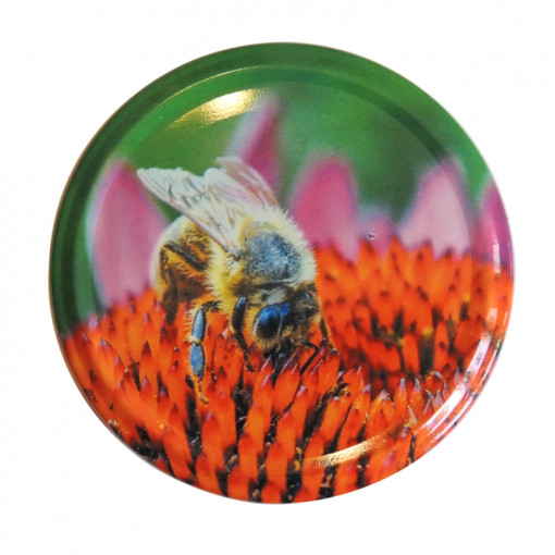 Capac pentru borcane diametru 82mm - Albina pe floare mov