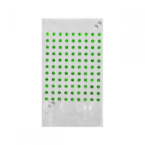 Cartela cu placute de opalit pentru marcat matcile - Verde