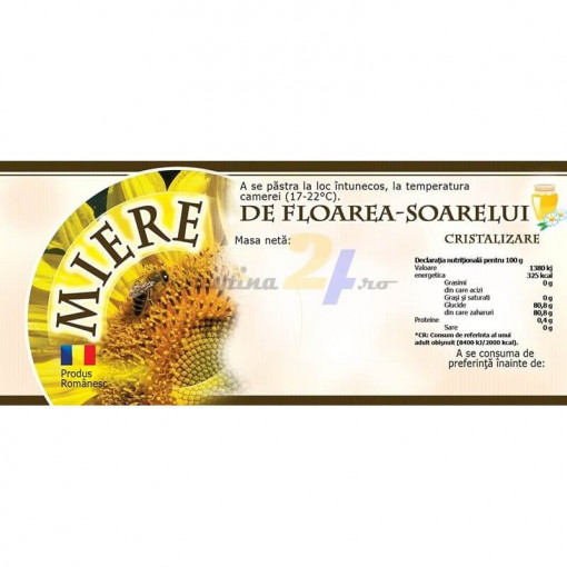 Eticheta miere de Floarea Soarelui Cristalizare 115mm x 50 mm