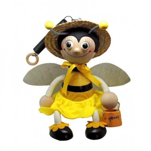 Albinuta mare din lemn cu arc fata cu aripi si bol pentru miere