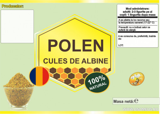 Eticheta Polen cules de albine galben-verde 70mm x 50mm