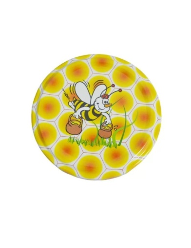 Capac Borcan 720 ml Albina galetuse de miere pe fundal fagure galben – Diametru 82 mm