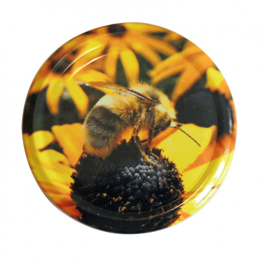 Capac pentru borcane diametru 82mm - Albina pe flori galbene