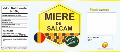 Eticheta autocolanta borcan miere de Salcam 120mm x 52mm