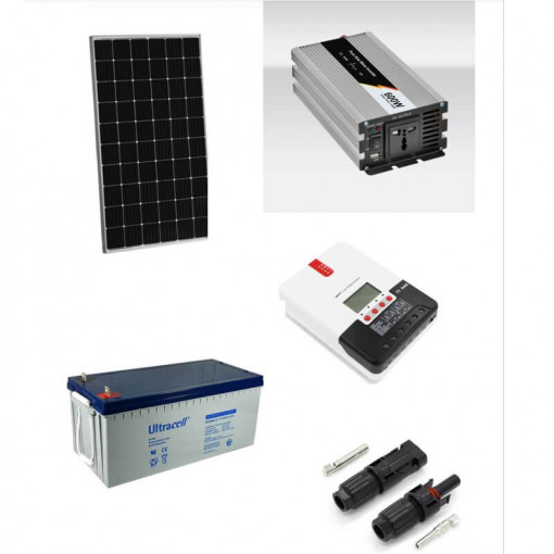 Kit fotovoltaic solar Off-Grid cu panou de 600w cu invertor 1000w