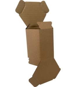 Cutie din carton ondulat hexagonal pentru borcane mici, design elegant și ecologic.