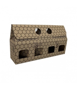 Cutie decorativă cu design fagure și mâner, perfectă pentru prezentarea borcanelor de miere.