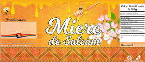 Eticheta autocolanta miere de salcam cu flori 120mm x 52mm