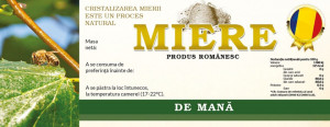 Etichete borcan miere de Mana cu albina pe frunza 154mm x 60mm