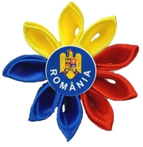 Aranjament tricolor tip floare cu petale - 60mm