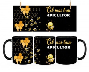 Cană cadou pentru apicultori culoare negru - Cel mai bun Apicultor