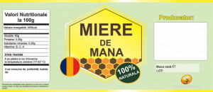 Eticheta autocolanta borcan miere de Mana 120mm x 52mm
