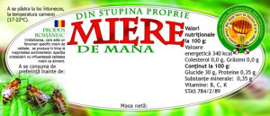 miere de mana model eticheta